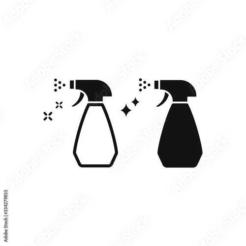 Cleaner or detergent spray black isolated vector icon. Domestic disinfectant cleaning bottle symbol.