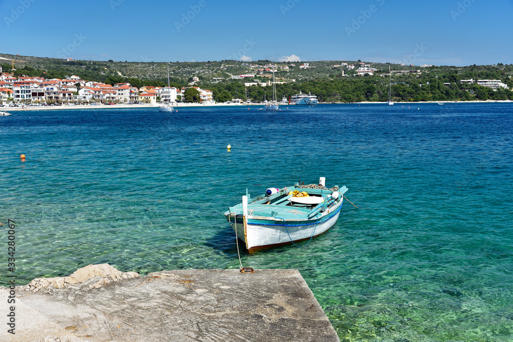The famous and beautiful Primosten town in Dalmatia - popular tourist destination in Dalmatia. Croatia