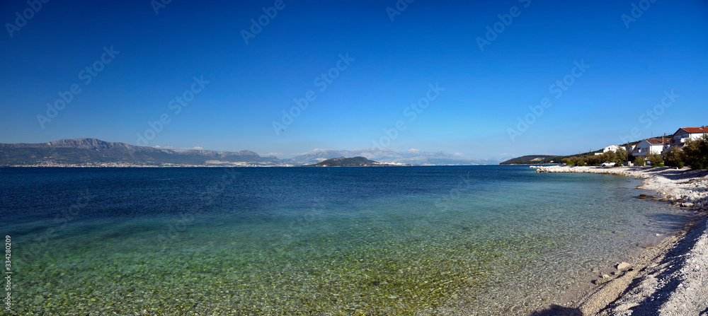 Beautiful landscape with crystal clear water of Adriatic from Ciovo island near Trogir city, Croatia. Near, adriatic.