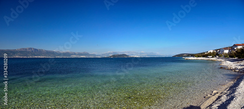 Beautiful landscape with crystal clear water of Adriatic from Ciovo island near Trogir city, Croatia. Near, adriatic.