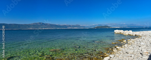 Beautiful landscape with crystal clear water of Adriatic from Ciovo island near Trogir city  Croatia. Near  adriatic.