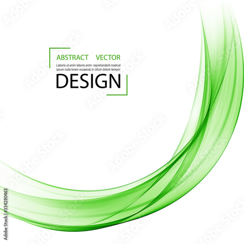 Green waves on a white background, vector abstract background.