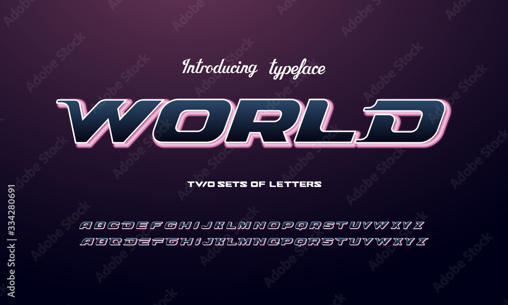 Modern abstract 3 D font and alphabet with neon backlight. Modern abstract 3 D font and alphabet with neon backlight.