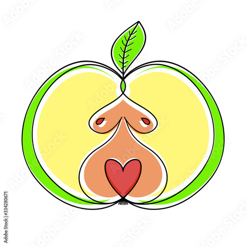Woman Apple. Apple Women Body Type Drawing Sketch.