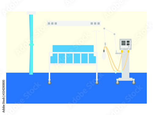 icu hospital room with respirator