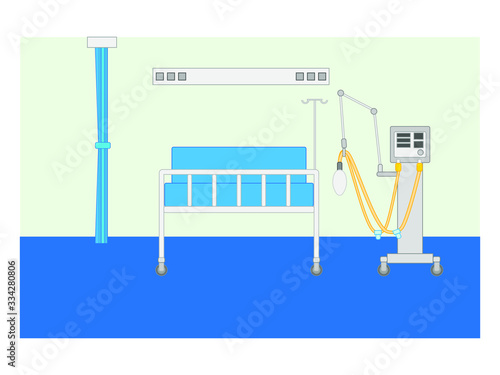 icu hospital room with respirator