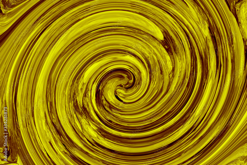 Spiral abstract made of yellow and gold acrylic paint. Background, texture, concept of modern painting. Spiral abstract made of yellow and gold acrylic paint. Background, texture, concept of modern painting.