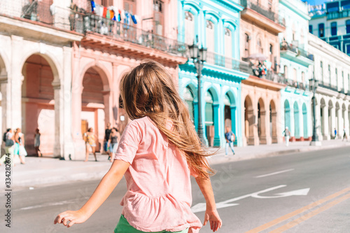 Tourist girl in popular area in Havana, Cuba.