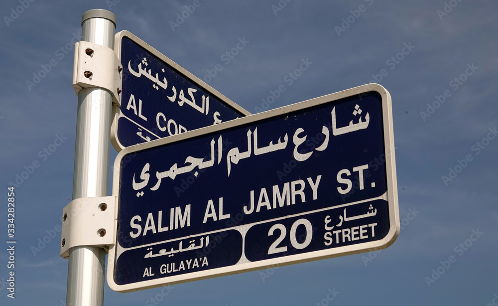 Street sign in cartoon city
