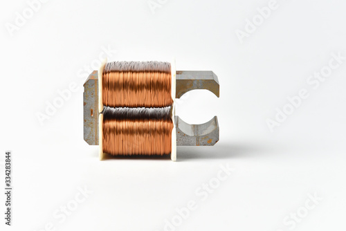 Winding electric motor of a water pump of Dishwasher isolated on a white background