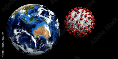 Coronavirus Corona Covid19 Korona Virus Space palnet Earth 3D Illustration. This image is established and furniture by NASA.