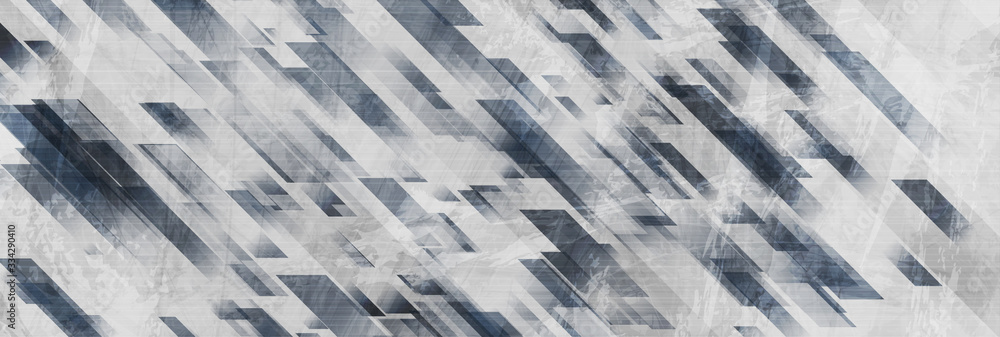 Obraz premium Blue and grey abstract geometric grunge banner with concrete texture. Technology vector design