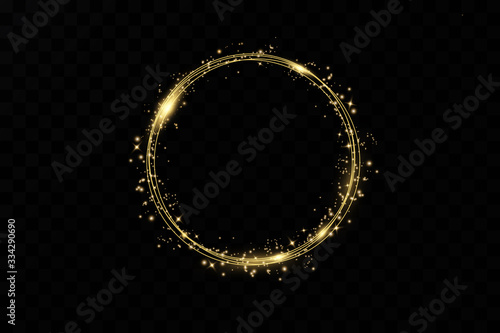 Golden ring.Vector luxury sparkling frame.Christmas decoration.