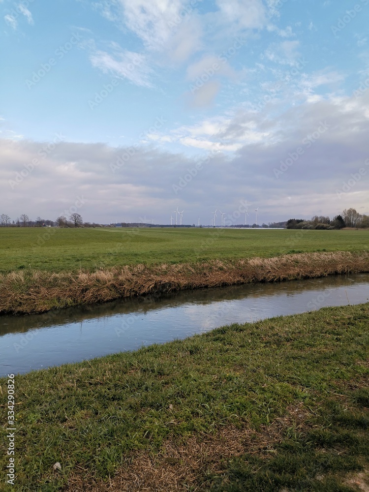 Fototapeta premium landscape with river and blue sky