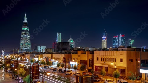 Riyadh, Saudi Arabia,Timelapse, Al_Tahlia Street, Tahlia Street, Faisalia Tower, Al Faisaliah Tower – Riyadh Towers, Landscape at night, Riyadh Streat at night, Prince Muhammad Bin Abdulaziz Road photo