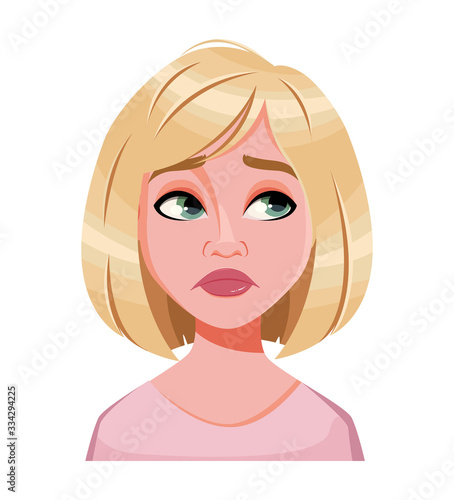 Face expression of beautiful blonde woman