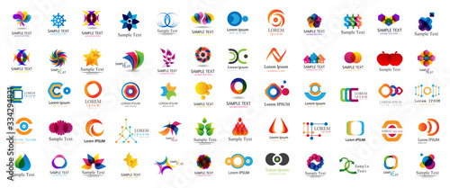 Abstract Logo And Icon Set. Elements Collection Isolated On White - Vector. Flat Icons For Business Template Logo, Square Elements, Website, Business Symbol And Circle Elements. Abstract Medical Logo