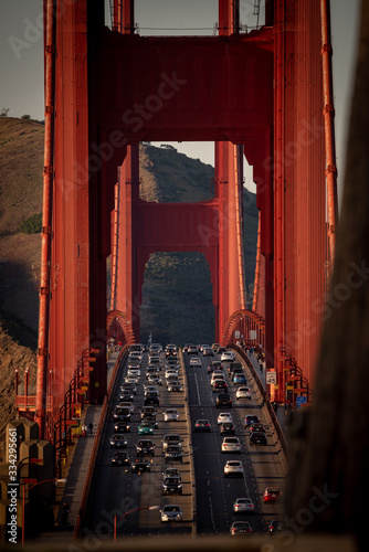 Traffic over the Golden Gate Bridge.