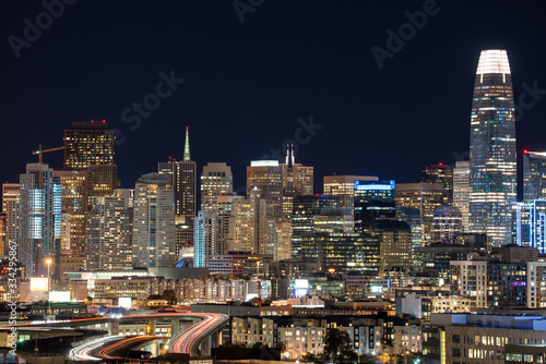 Night image overlooking San Francisco city.