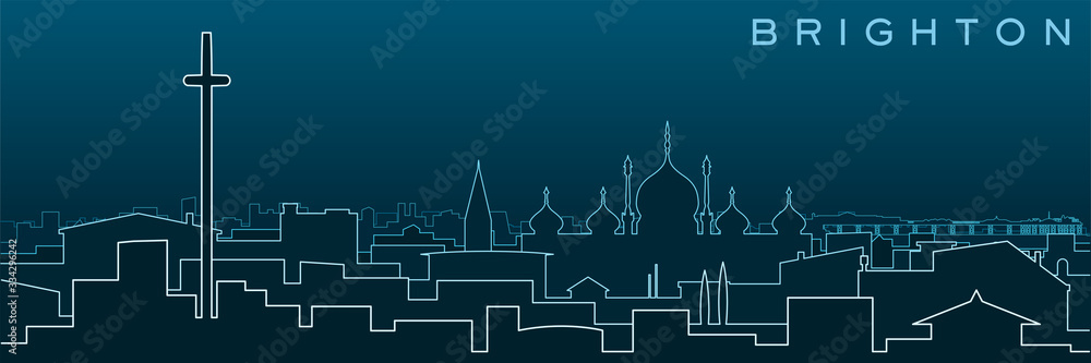 Fototapeta premium Brighton Multiple Lines Skyline and Landmarks