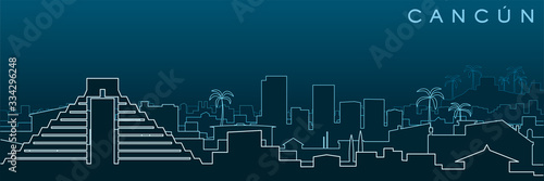 Cancun Multiple Lines Skyline and Landmarks
