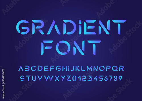 Gradient Modern Alphabet Font. Typography fonts for technology, digital, movie logo design. vector illustration