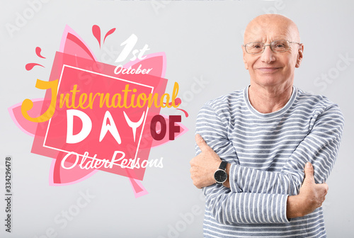 Portrait of elderly man on ...