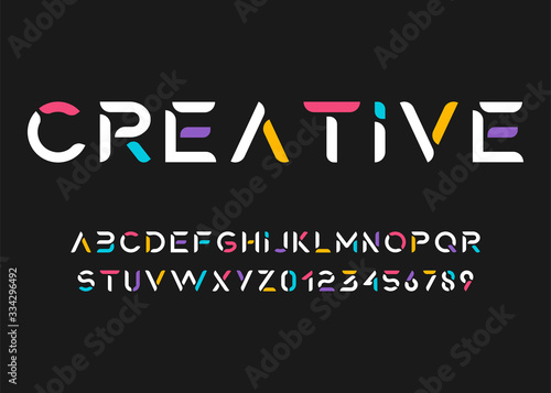 Colorful Modern Alphabet Font. Typography flat fonts for technology, digital, UX UI design. Vector illustration