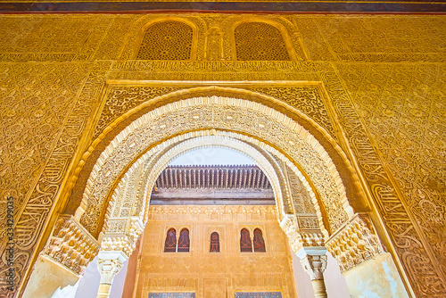 The arch of  Gilded Room, Nasrid Palace, Alhambra, Granada, Spain