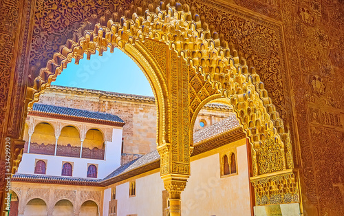 Mocarabe decors of Comares Palace,  Nasrid Palace, Alhambra, Granada, Spain