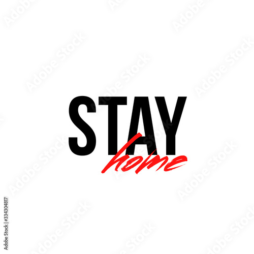 Stay home. Vector quote, handwritten with brush. Modern calligraphy for posters, social media content and cards. Black saying isolated on white background