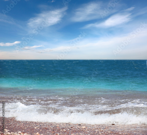 turquoise sea water surface in sunny day