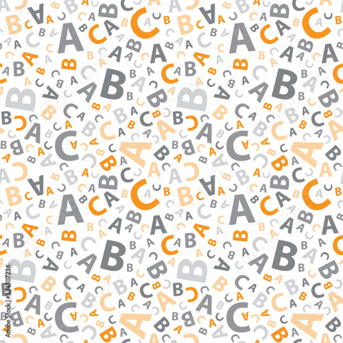 Orange and grey abc letter background seamless