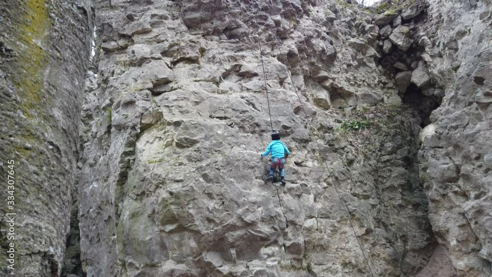 Climbers train to climb the rocks. Climbers train to climb the rocks.