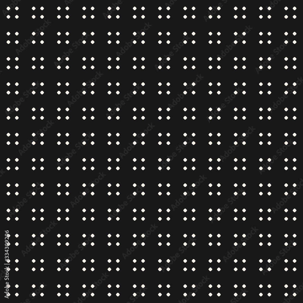 Vector minimalist polka dot seamless pattern. Simple black and white minimal geometric background. Subtle monochrome texture with tiny circles, spots, dots. Dark abstract design for decor, web, covers Vector minimalist polka dot seamless pattern. Simple black and white minimal geometric background. Subtle monochrome texture with tiny circles, spots, dots. Dark abstract design for decor, web, covers