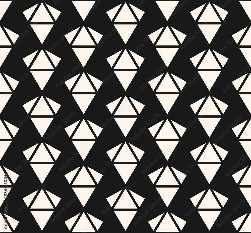 Diamonds seamless pattern. Vector monochrome geometric texture with small triangles, rhombuses. Elegant minimal black and white abstract background. Simple dark repeat design for decor, prints, covers Diamonds seamless pattern. Vector monochrome geometric texture with small triangles, rhombuses. Elegant minimal black and white abstract background. Simple dark repeat design for decor, prints, covers
