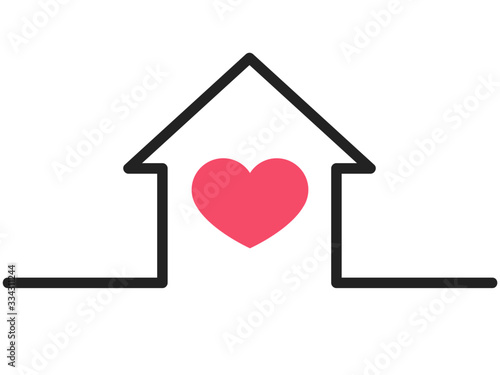ハートアイコンと家イラスト