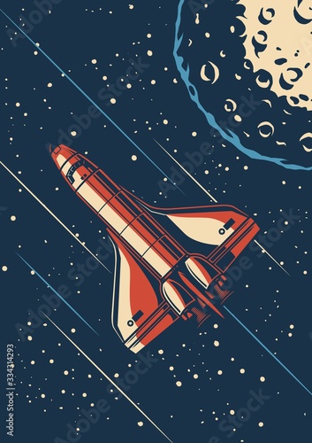 Fototapeta Naklejka Na Ścianę i Meble -  Vintage space discovery poster