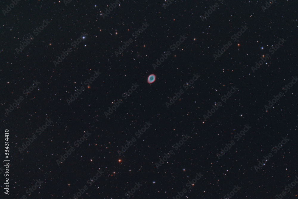 M57 Nebulosa ad anello nella costellazione della Lira  - obrazy, fototapety, plakaty 