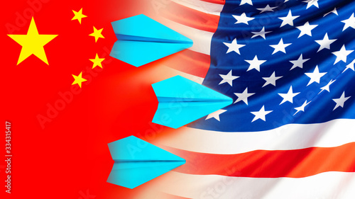 Flags of China and America ...