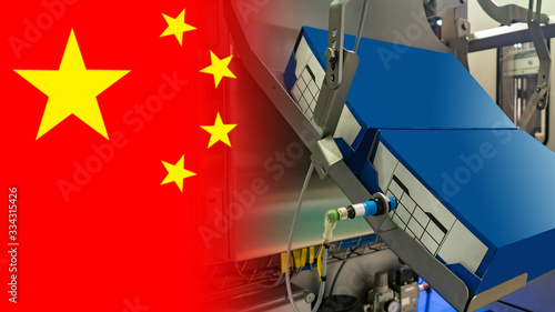 Chinese flag on the backgro...