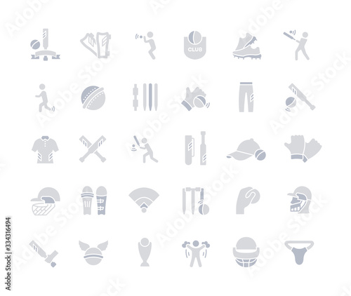 Set of Simple Icons of Cricket