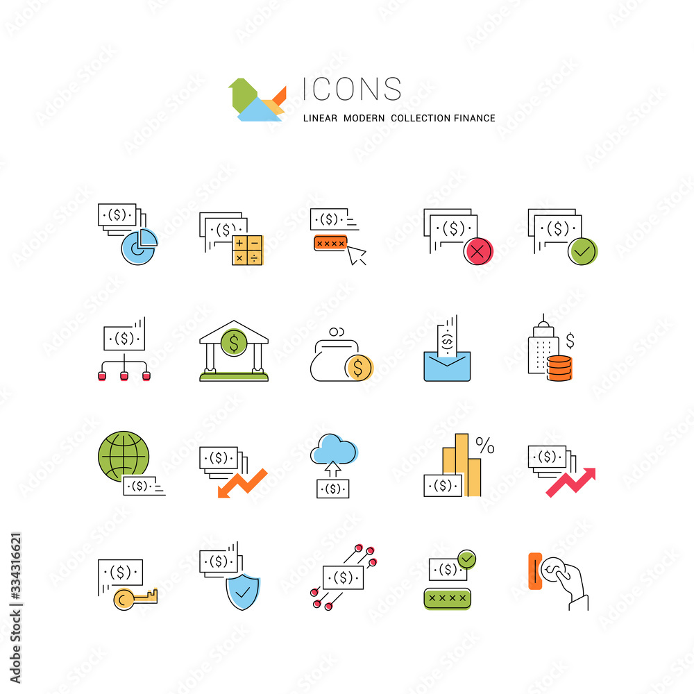 Set Vector Line Icons of Finance Set Vector Line Icons of Finance