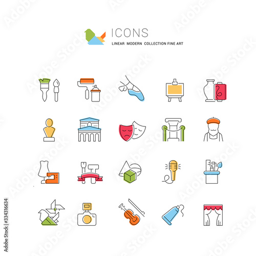 Set Vector Line Icons of Fine Art.