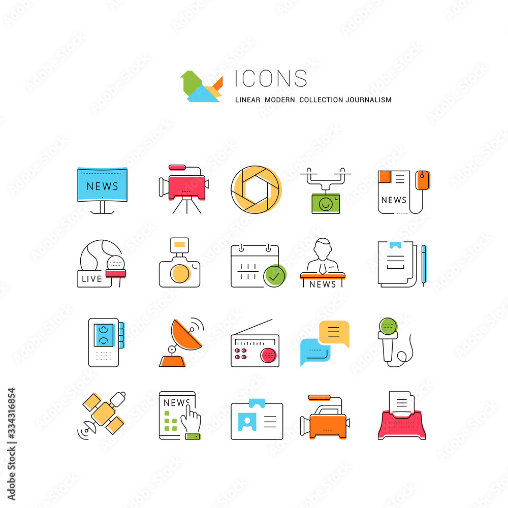 Set Vector Flat Line Icons Journalism Set Vector Flat Line Icons Journalism