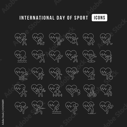 Vector Line Icons of International Day of Sport