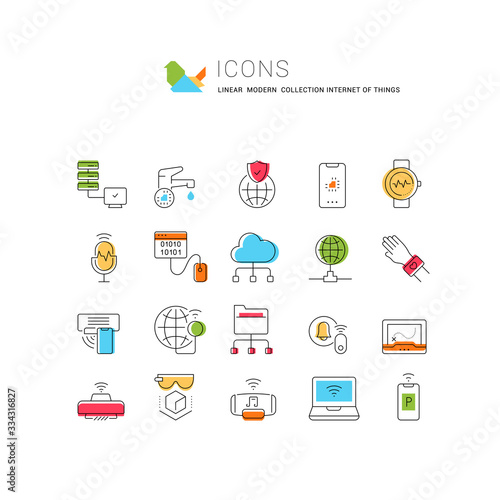 Set Vector Line Icons of Internet of Things