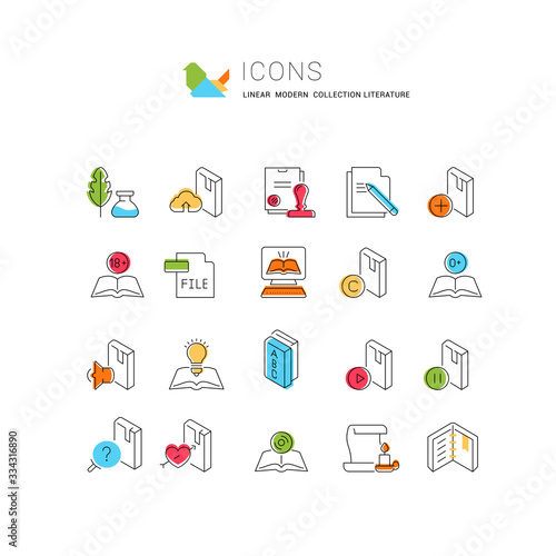 Set Vector Line Icons of Literature.