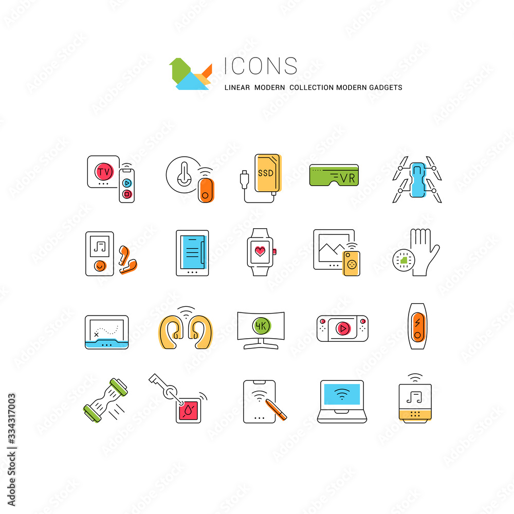 Set Vector Line Icons of Modern Gadgets Set Vector Line Icons of Modern Gadgets
