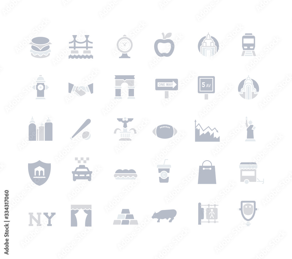 Set of Simple Icons of New York Set of Simple Icons of New York